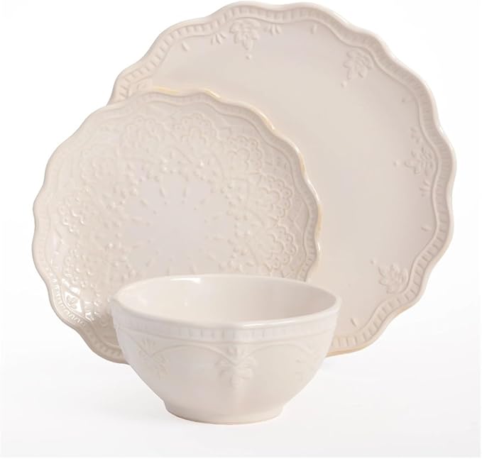 12-Piece Dinnerware Set Linen Dinner Plates Dinner Plate Ceramic Table Decoration Home Bowl and Round Tableware