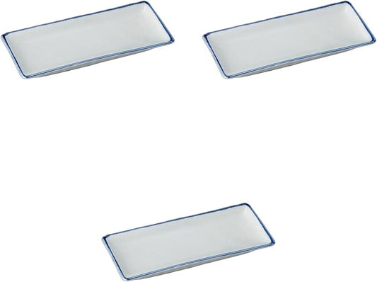 Setomonohonpo Set of 3, Serving Plates, 8.0 x 3.5 x 0.9 inches (20.3 x 9 x 2.3 cm), Appetizer Plate, Porcelain