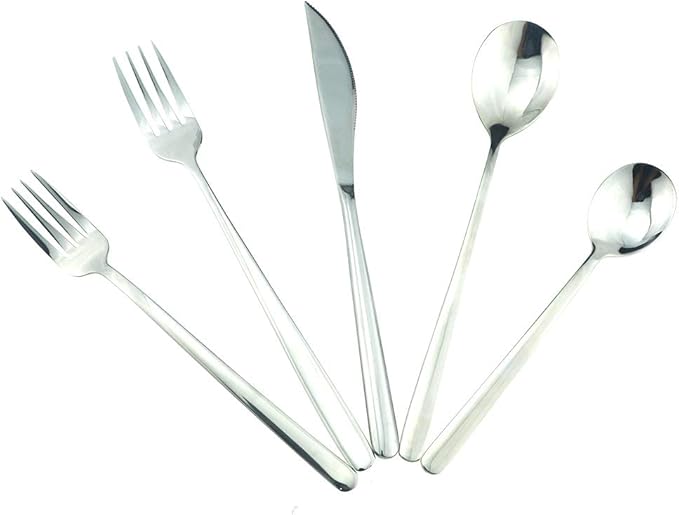 JASHII SUS304 Stainless Steel Flatware Cutlery Set For Home Kitchen Restaurant Hotel, Mirror Polished, 20-Piece Silverware Set for 4, Dishwasher Safe (Full Silver)