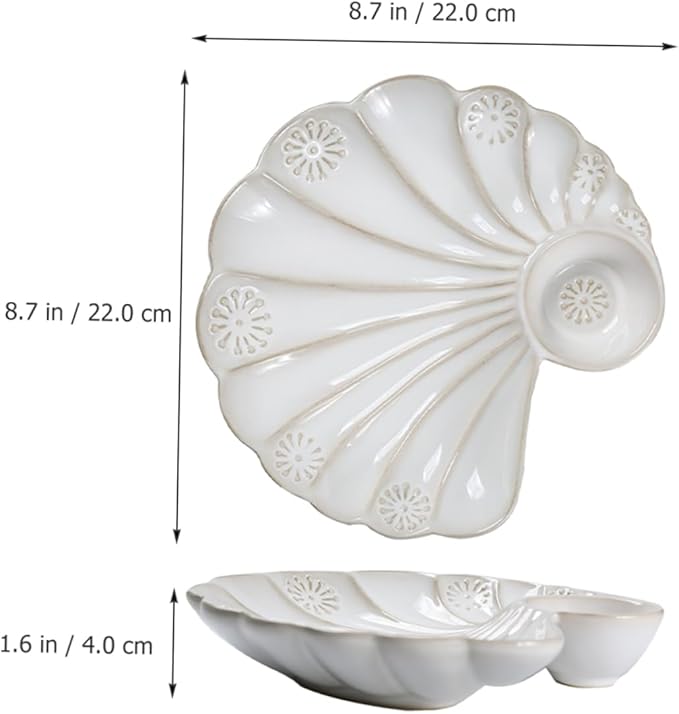 Shell Shape Ceramic Food Plate Vintage French Baroque Decorative Tableware for Desserts and Appetizers for Home Restaurant and Bakery Use
