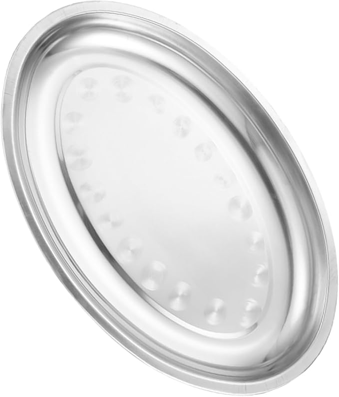 Stainless Steel Oval Serving Plate Food Tray for Steaming Fish Entrees Elegant Design for Home Restaurant and Parties for Fruits Desserts