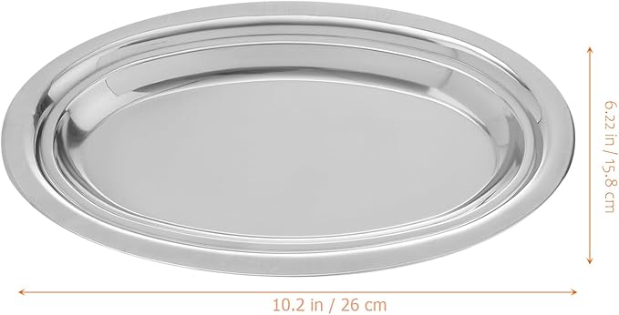 Alipis 1pc Stainless Steel Oval Plate Heavy-duty Steaming Dish for Fish Snacks Brushed Serving Tray for Desserts Fruits and Appetizers Kitchen Restaurant