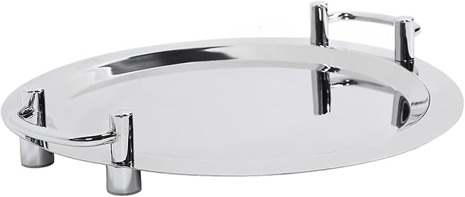 Serving Tray, Bright Mirror Finish Stainless Steel Buffet Plate, Serving Platters with Ergonomic Handle for Banquet Halls, Wedding Receptions (Round (Diameter 15.7in))