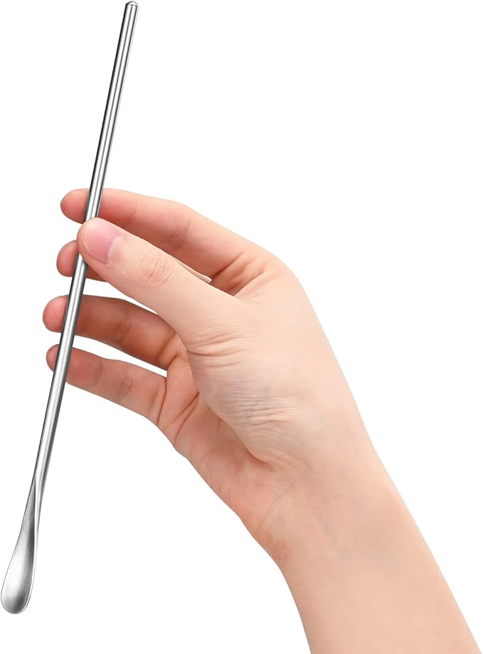 12-Pack 8.5" / 21.8cm Stainless Steel Long Handle Stirring & Mixing Spoon – Reusable Bar Tool for Coffee, Tea, Iced Drinks & Cocktails