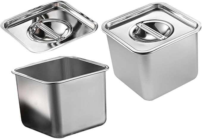 Homoyoyo Stainless-steel Frying Pan Lid Buffet Food Serving Tray Rectangular Metal Tray Freshness Lid