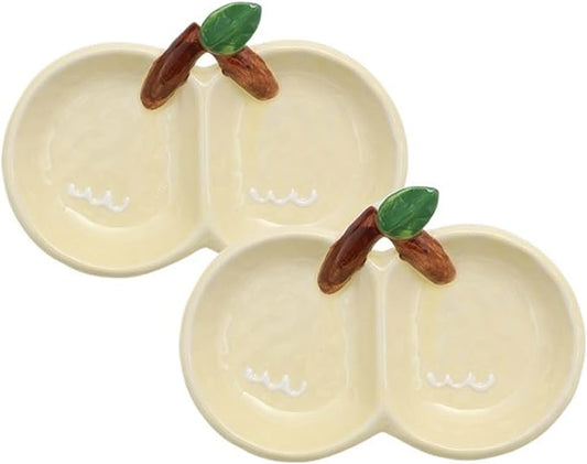 Sauce Dish Creative Shape Ceramic Plate Snack Plate Exquisite Compartment Snack Plate Household Appetizer Plate Snack Plate(Yellow)