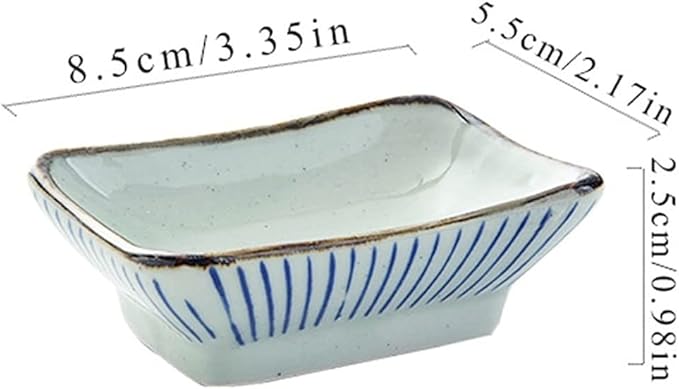 Sauce Dish Ceramic Appetizer Plates 3.35 Inch Japanese Style Dipping Sauce Dishes Rectangle Soy Sauce Dipping Bowls Dessert Sushi Sauce Seasoning Dish Dipping Bowls (A)