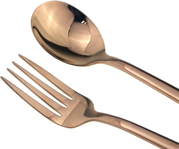 JASHII Mirror Polished Rose Gold 20-Piece SUS304 Stainless Steel Flatware Set,Silverware Set Dinner Knife Fork Spoon Dessert Fork Salad Spoon Service for 4
