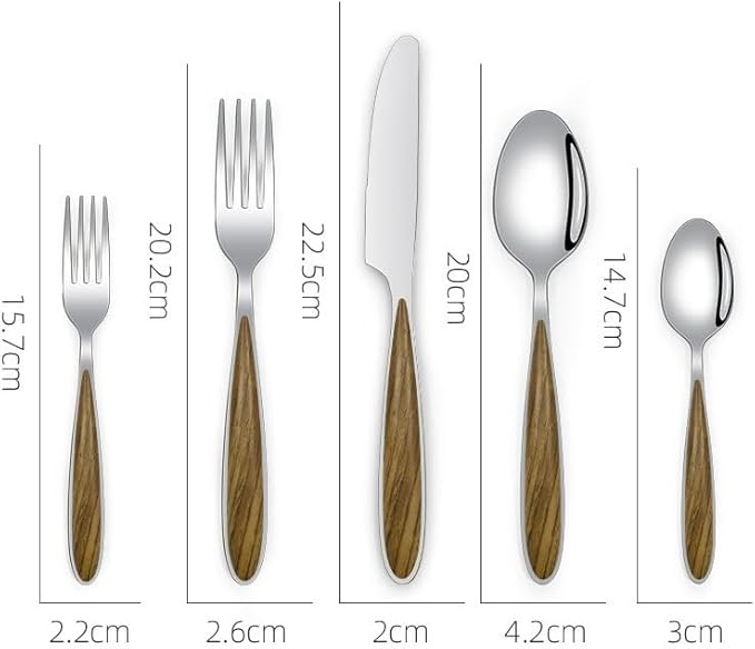 Stainless Steel Flatware serving set,Home Kitchen Eating Tableware Set,Dishwasher Safe,For Home Kitchen Restaurant Hote 5/20/30/40 Piece Stainless Steel Cutlery Steak Knife, Fork And Spoon Set Wood Gr