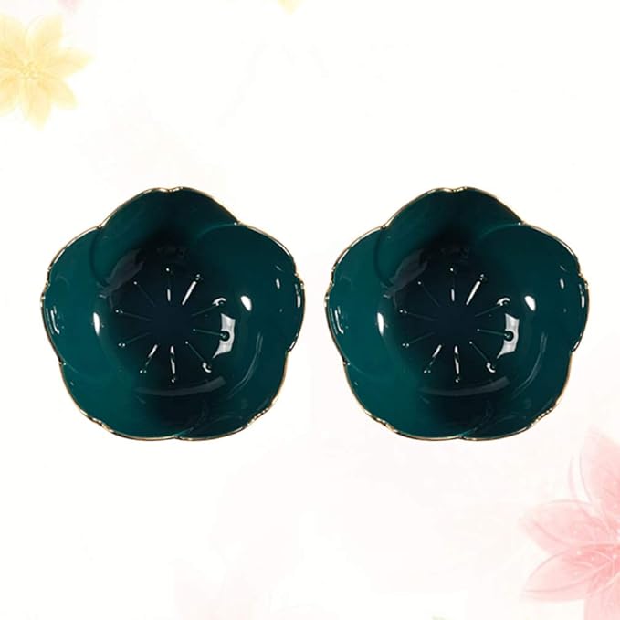 Handmade Soup Bowl, Ceramic Bowl, 2pcs Sauce Dishes Ceramic Seasoning Dipping Bowl Flower Shape Sushi Soy Dipping Bowl Appetizer Plates Serving Dish for Kitchen Home (Blue) Sushi Plates ( Color : Pink
