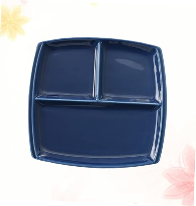 Alipis Square Ceramic Plate Set 10 Inch Bone China 3 Compartment Breakfast/steak Dark