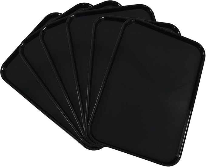 6 Packs Extra Large Plastic Trays, 25.2" x 17.52" Plastic Fast Food Serving Tray, Black