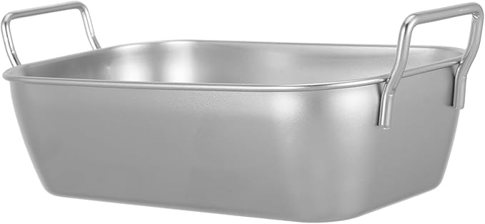 Unomor 5sets Stainless Steel Food Trays with Handles Serving Dish for French Fries Snacks and More for Kitchen Parties and Outdoor Grilling 2pcs*5