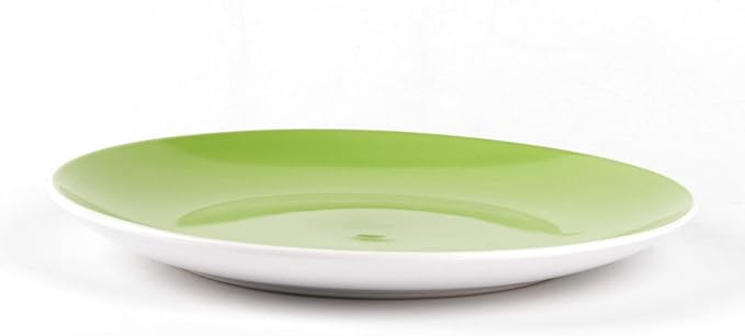 Stoneware Coupe Shape 12pc Dinnerware Set, Outside White + Inside Bamboo