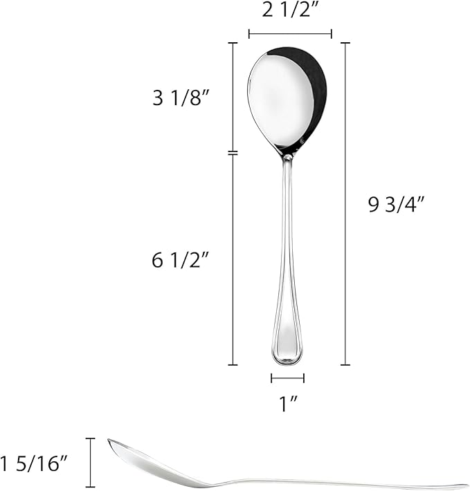 TrueCraftware- 9-3/4” Luxor Solid Spoon Stainless Steel Set of 2- Serving Utensils Spoon Flatware Basting Serving Cutlery Kitchen Tableware Buffet Serving Utensils for Home Kitchen and Restaurant