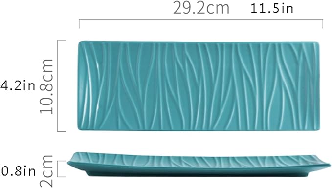 Sauce Dish 9.4inch Ceramic Plate Tree Pattern Rectangular Plate Ceramic Tray for Sushi Appetizer Snack Fruit Cake Server Tray Display Serving Dishes. Snack Bowls(Color:D,Size:29.2cm)