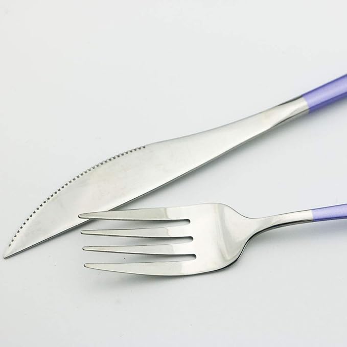 JASHII SUS304 Stainless Steel Flatware Cutlery Set For Home Kitchen Restaurant Hotel, Mirror Polished, 20-Piece Silverware Set for 4, Dishwasher Safe(Purple silver)