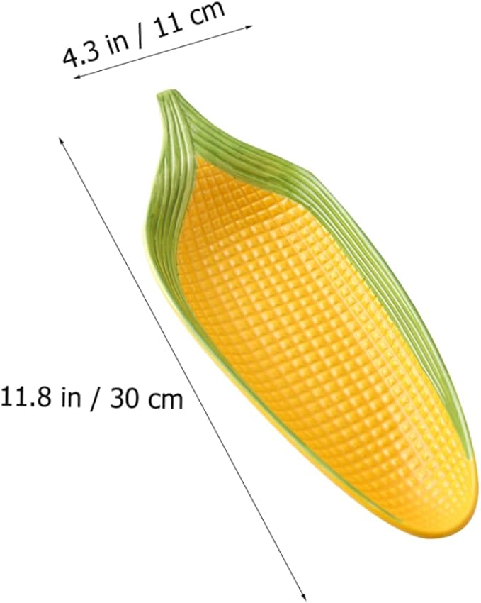 1PC Hand Painted Ceramic Corn Snack Plate Refreshment Serving Dish Unique Kitchen Utensil for Appetizers Fruits Snacks Decorative Tableware for Parties Gatherings