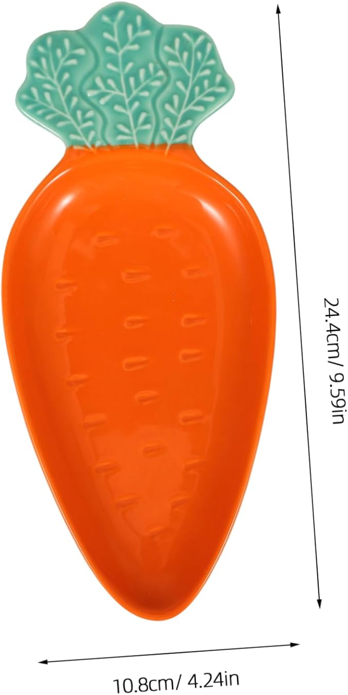 OUNONA Unique Carrot Dipping Tray Ceramic Sauce Plate for Appetizers Snacks Desserts Home Decor