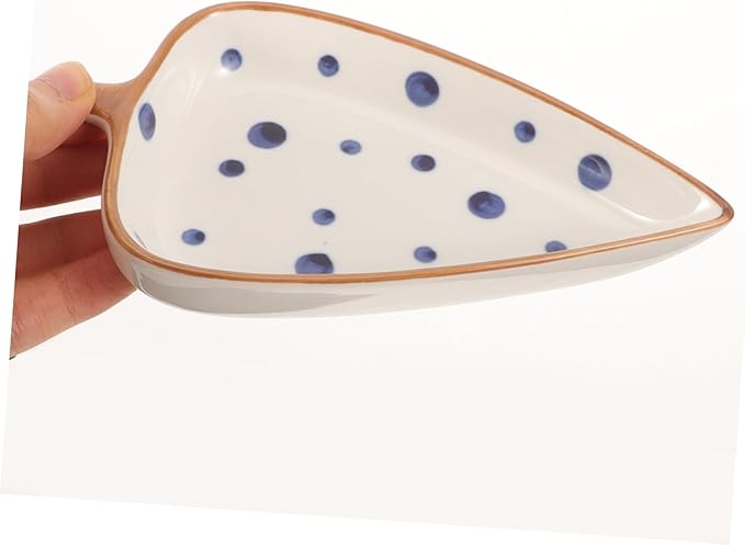 Ceramic Leaf-shaped Dipping Sauce Plate for Appetizers Hand-painted Snack Dish Versatile Serving Tray for Home and Restaurant Use for Cold Dishes and Desserts