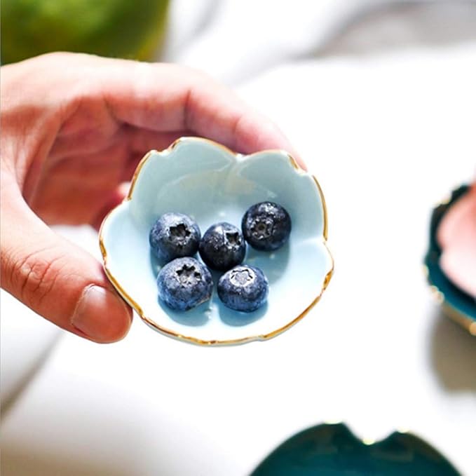 2pcs Ceramic Dip Bowls Sauce Dishes Seasoning Serving Bowl Sushi Soy Plate for Snack Sushi Fruit Appetizer Dessert-Blue