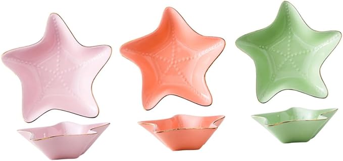3pcs Multipurpose Ceramic Sauce Bowl Dipping Dish Appetizer Plate Snack Bowl Condiment Holder for Kitchen Random Color