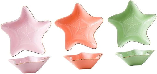 3pcs Multipurpose Ceramic Sauce Bowl Dipping Dish Appetizer Plate Snack Bowl Condiment Holder for Kitchen Random Color