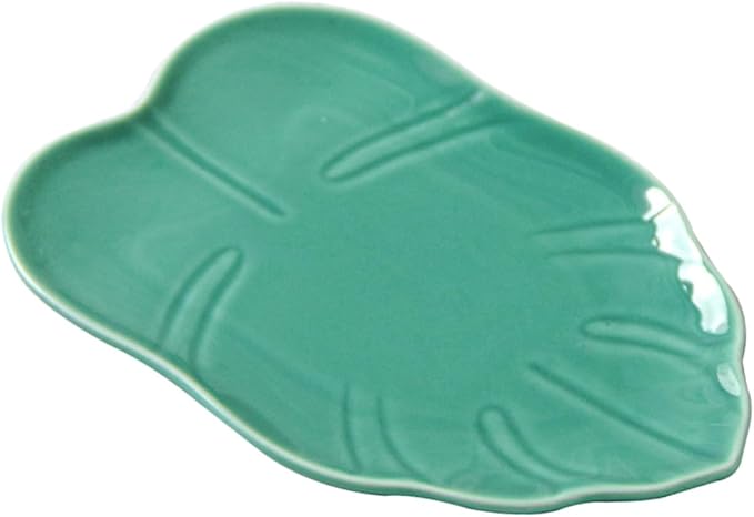 Mobestech Leaf Pattern Ceramic Plate for Desserts Snacks Appetizers Versatile Dinnerware Dishwasher Safe