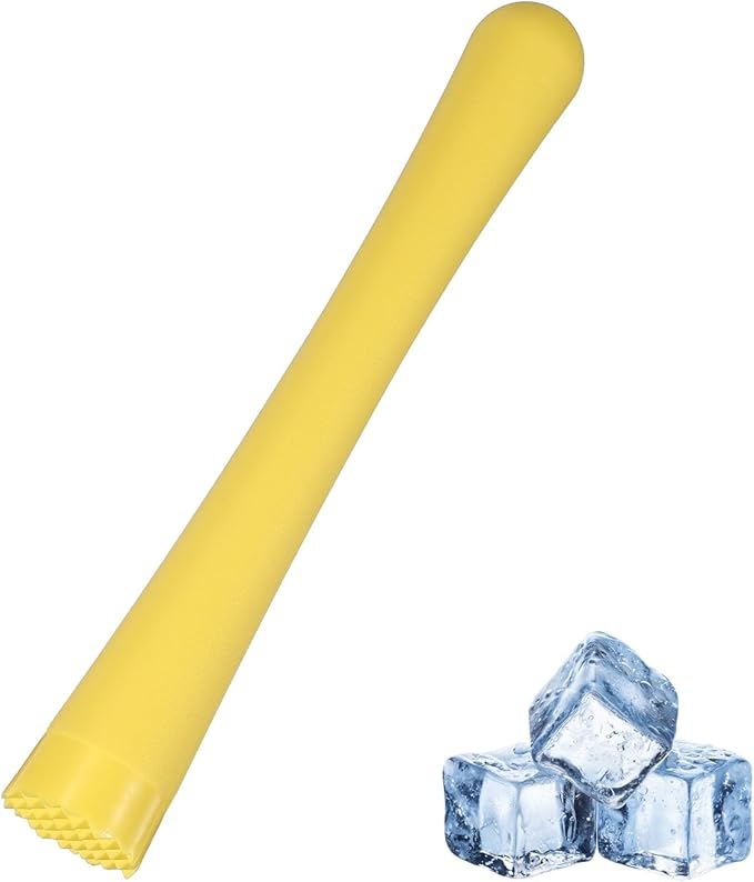 uxcell Cocktail Muddler, 10 Inch PP Drink Muddler Bar Accessories Tools Ice Crusher for Home Party Cocktail Fruit Drinks, Yellow (Thick)