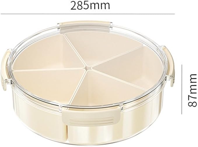 Divided Serving Tray with Lid, 45 Compartments Snack Box for Candy, Nuts, Cookies, Fruit, ABS Plastic, Portable for Picnics and Parties(White - Round)
