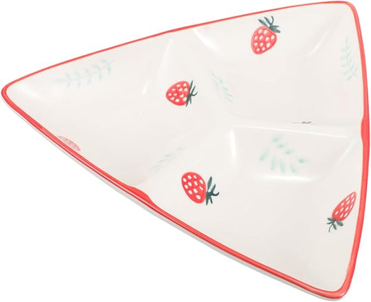 Triangular Divided Breakfast Plate Cute Creative Ceramic Dish for Snacks and Meals Section Serving Plate Easy to Clean for Fruits and Appetizers