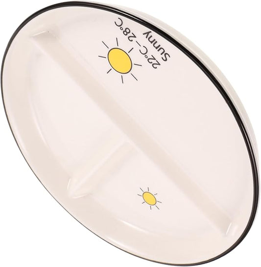 Luxshiny Cute Ceramic Plates Separated Eating Plate Dessert Tray Divided Serving for Balanced Nutrition