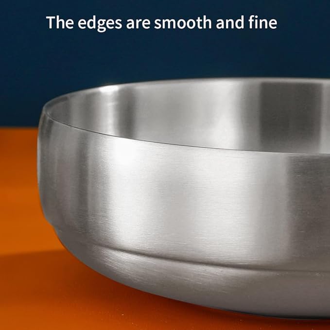 SANQIAHOME 47oz/8.3" Quality Stainless Steel Salad Bowl 2pcs/set – Double-walled Anti-scald, Dishwasher Safe, Large Serving Bowl for Family & Parties Silver, large-capacity soup bowl