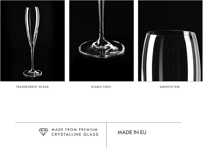 Krosno Champagne Glasses, Set of 4, 5.7 fl oz, Lead-Free Glass, Champagne Flutes for Prosecco, Sparkling Wine, Champagne and Mimosas, Dishwasher Safe, Made in Europe