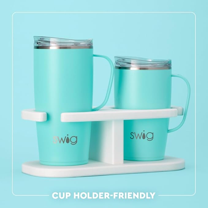 Swig Life 22oz Travel Mug, Insulated Tumbler with Handle and Lid, Travel Coffee Mug, Cup Holder Friendly, Stainless Steel 22 oz Tumbler, Reusable Insulated with Lid (Cowgirl Coquette)