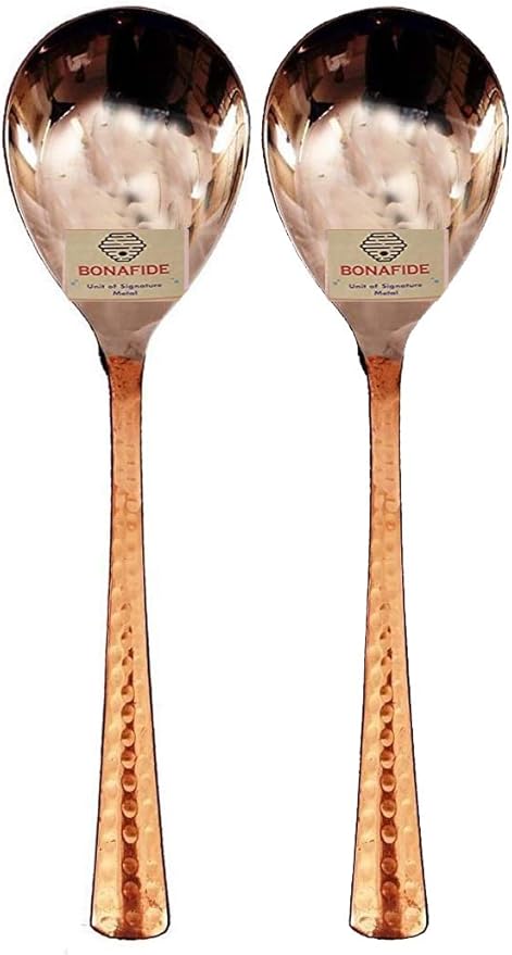 Bona Fide Copper Spoon, Serving Spoon,hammered Designed,Set of 4,8 inch Long spoon