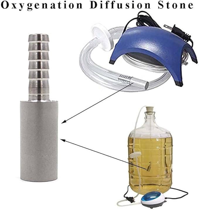 Joywayus 2PCS Aeration Stone 0.5 Micron 316 Stainless Steel Oxygenation Diffusion Stone 3/8" Barb for Home brewing Wine Beer Soda