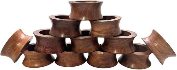 Napkin Rings for Dining Table, Classic Farmhouse Style, Holiday and Party Decor, Table Setting Accessories (Concave, 12.)