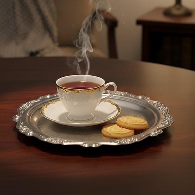 Metal Food Serving Trays Small Instrument Jewelry Tray Silver Fruit and Dessert Plates for Wedding, Hotel, Christmas Candy Display