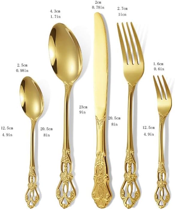 Gold Silverware Set, 20 Pieces Stainless Steel Flatware Set,Kitchen Utensil Set Service for 4,Tableware Cutlery Set for Home and Restaurant, Dishwasher Safe