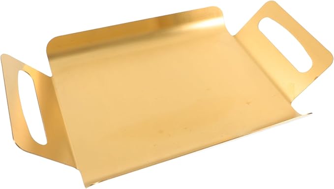 Stainless Steel Serving Platter with Handles Thickened Tray for Desserts Cakes and BBQ Snack Serving Tray for Home Kitchens and Restaurants