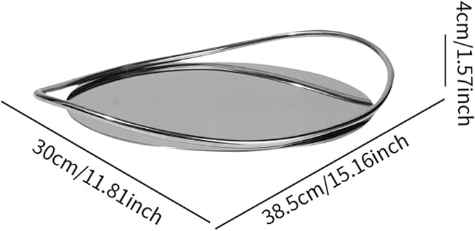 Serving Tray Organizer Tray Oval Ottoman Tray Luxurious Dinner Plate Fruit Plate Coffee Table Tray for Dining Room Countertop, Silver