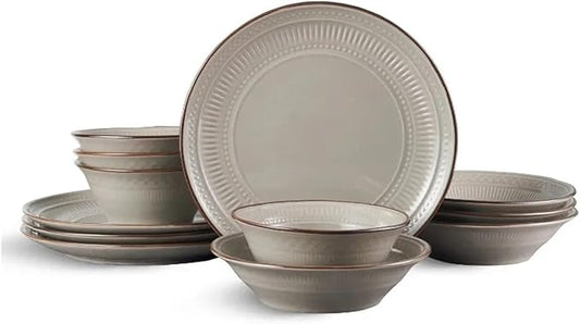 12-Piece Dinnerware Set Stoneware Ceramic Tableware Set Hotel Plate and Bowl Dinner Plate Set