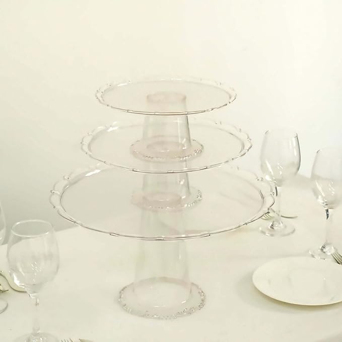 Efavormart Set of 3 | Clear Plastic Stackable Cupcake Pedestal Display Stands, Dessert Cake Display Holders - 9", 11", 15"