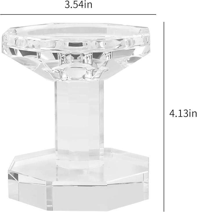 kitCom Crystal Candle Holders Set of 1, 4 Inch Tall Crystal Candlestick Holders for Taper, Long Candles - Home Decoration, Wedding, Housewarming and Graduation Gifts