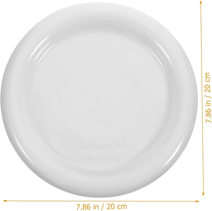 Round Ceramic Plate Set Appetizer and Dessert Plates Multi-functional White Steak and Snack Trays Thick Edge Design for Home and Party Use