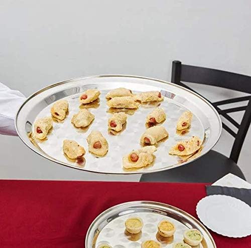 (1-PC-14) Stainless Steel Round Tray Swirl Pattern Serving Tray