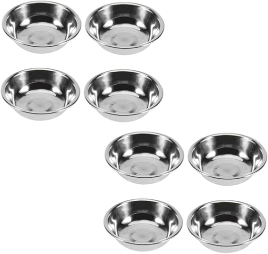 Happyyami Stainless Steel Sauce Dish Set 8-Piece Condiment Plates for Appetizers Simple Seasoning Storage Bowls Dishwasher Safe for Home Use