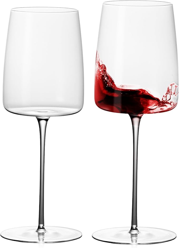 KAMMAK Wine Glasses Set of 2, 17.92 oz Hand Blown Crystal Bordeaux Wine Glasses, Thin Rim & Long Stem, Perfect for Red & White, Daily Use, Wedding or Birthday Gift with Gift Box, RW23174