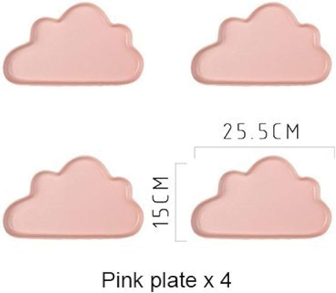 fruit dish2 PCS 4 PCS Ceramic Color Clouds Plate Porcelain Rain Tray Matt Smooth Plates Cute-Pink cloud4Big
